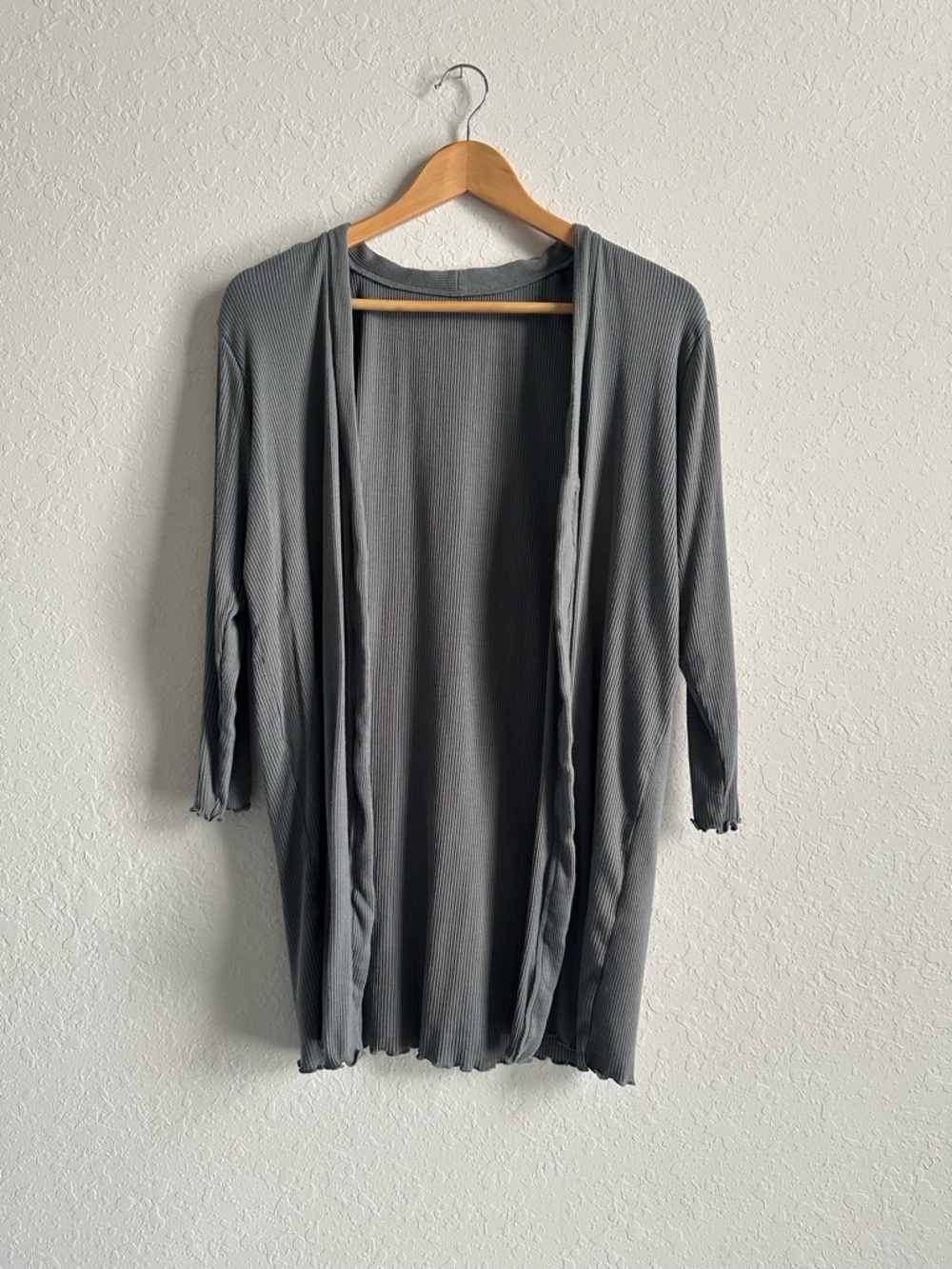 Muji Gray Ribbed Open-Front Women's Robe Cardigan